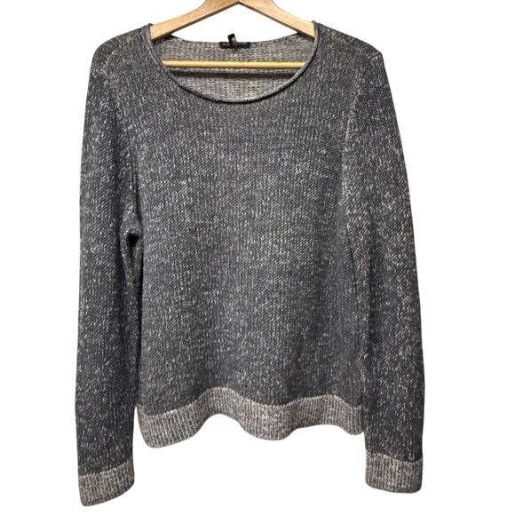 Eileen Fisher Size Large Gray Organic Linen Cotton Sweater Marled Round Neck - Picture 1 of 4